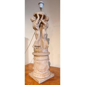 Large Alabaster Lamp In The Louis XVI 19th Century Style