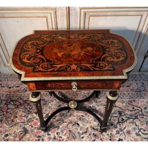 Table travailleuse Napoléon en marqueterie fine