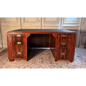 Large Art Nouveau Desk Made Of Macassar Ebony