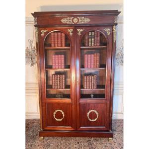 Empire-style Mahogany Bookcase With Bronze Accents 