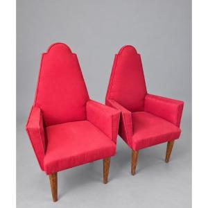 Pair Of Large Art Deco Armchairs 