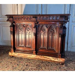 Neo-gothic Walnut Sideboard 