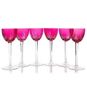 Six Red Wine Glasses Hock Cut 11237 By Baccarat