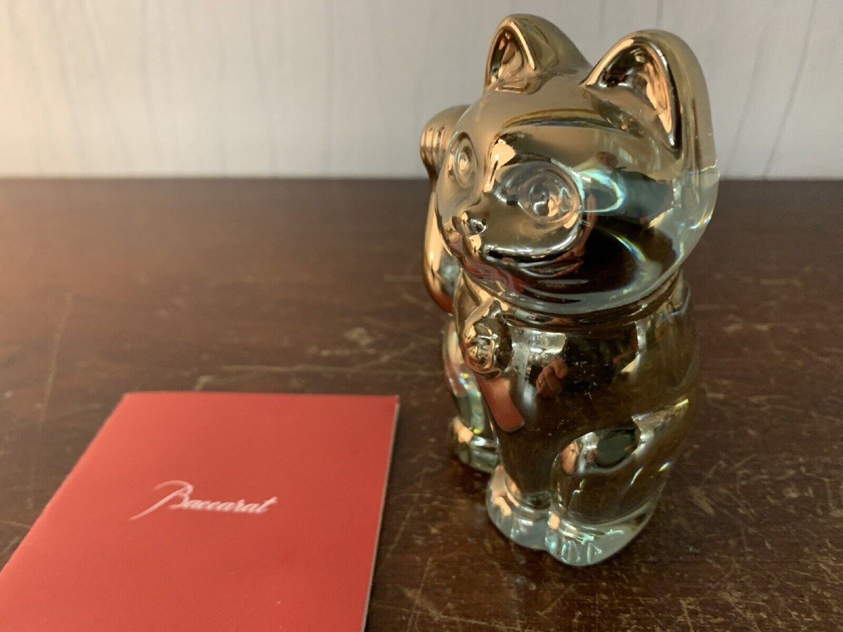 Baccarat Crystal Maneki Gold Cat-photo-2