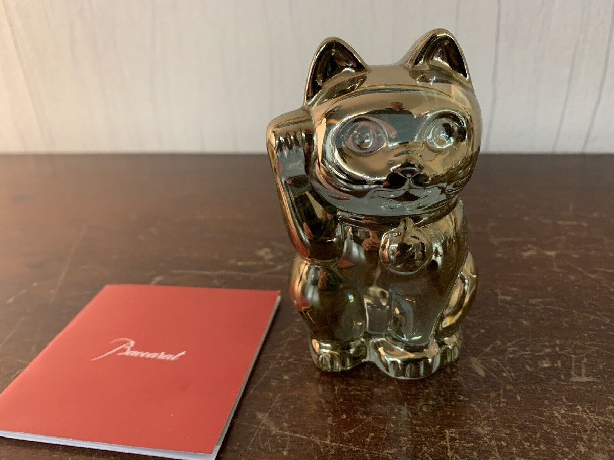 Baccarat Crystal Maneki Gold Cat