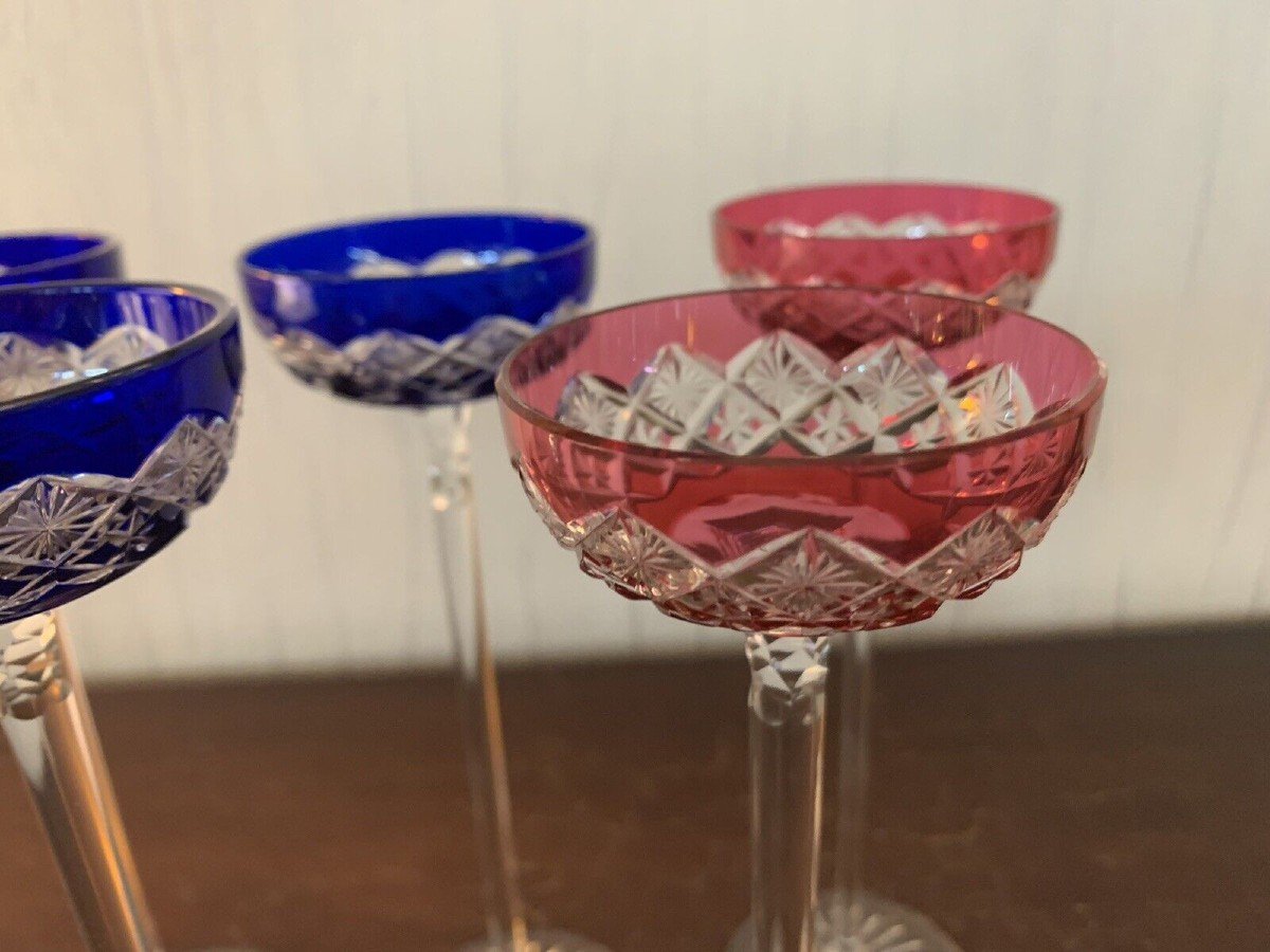 5 VERRES A LIQUEUR OVERLAY EN CRISTAL DE BACCARAT-photo-4