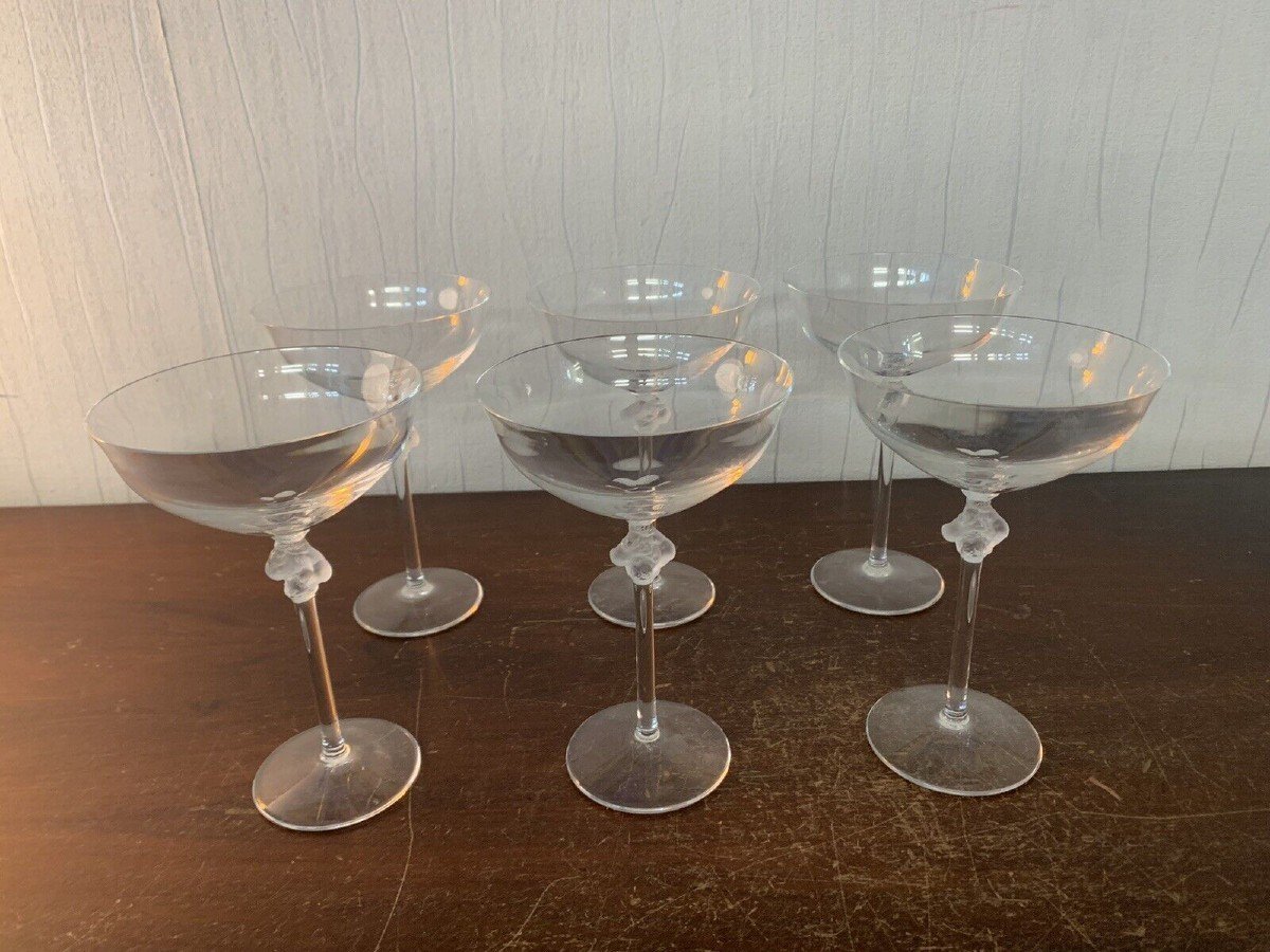 6 Lalique Champagne Cups