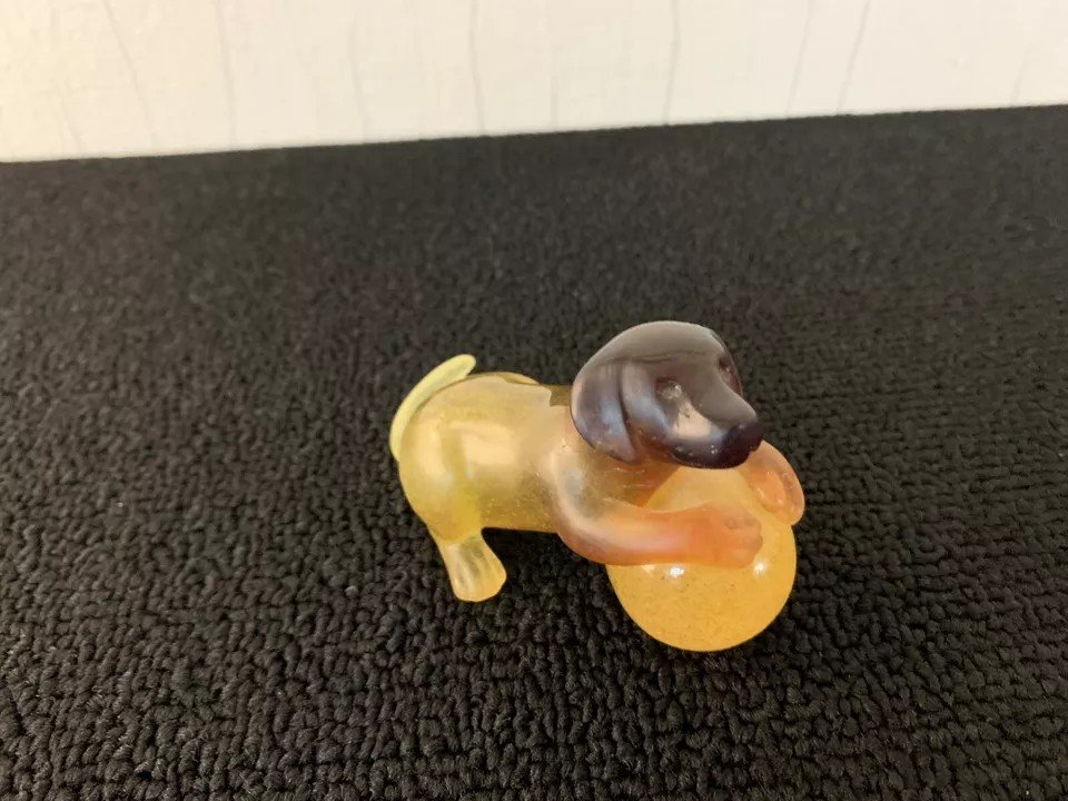 CHIEN AVEC SA  BALLE EN CRISTAL DAUM FRANCE -photo-2