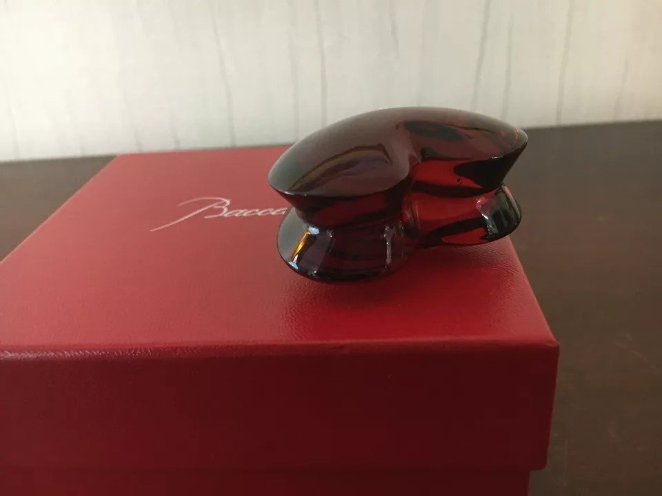 Red Baccarat Crystal Paperweight Heart-photo-1