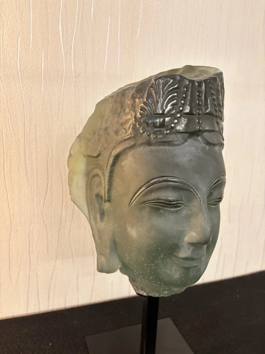 Daum France Crystal Buddha Head Numbered 066/288-photo-3