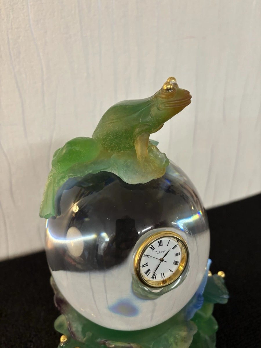 Pendulette grenouilles en cristal Daum France-photo-3