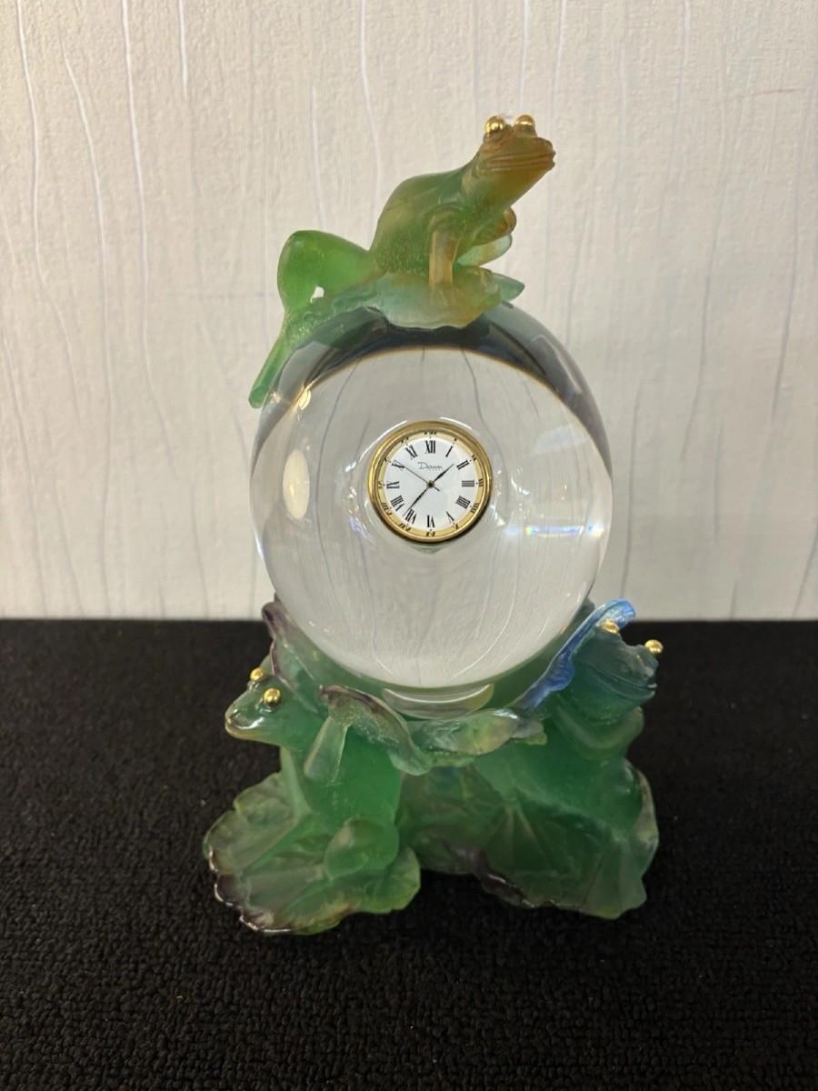 Pendulette grenouilles en cristal Daum France