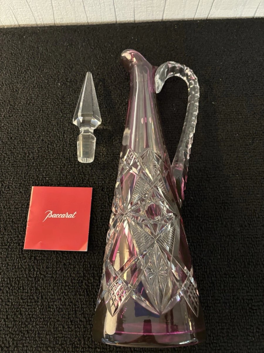 Carafe overlay améthyste modèle Lagny en cristal de Baccarat h : 42cm-photo-2