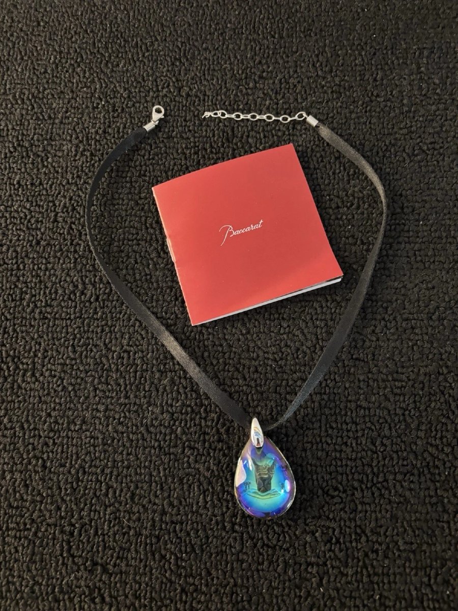 Psydelic Necklace Iridescent Blue In Baccarat Crystal-photo-2
