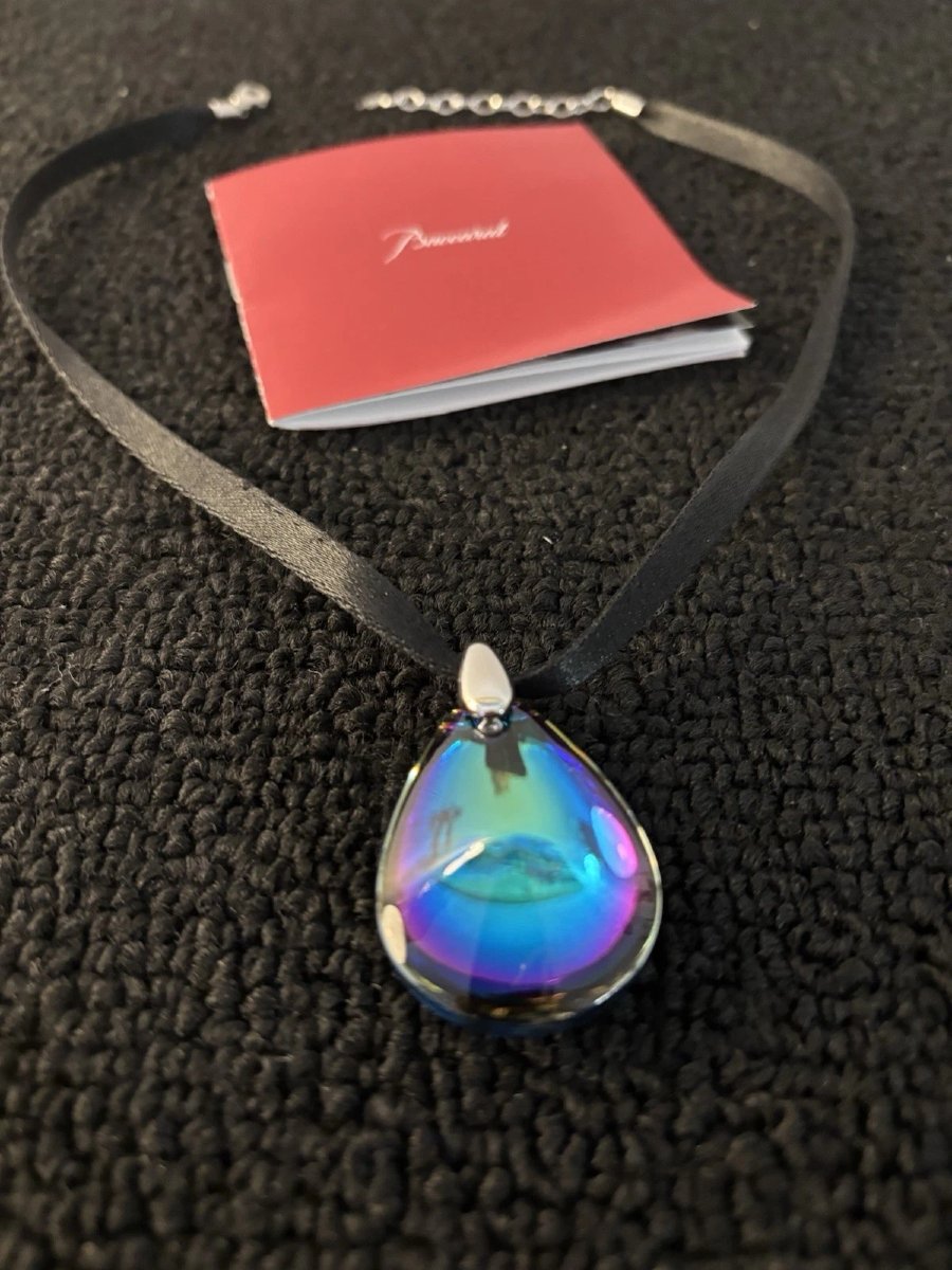 Psydelic Necklace Iridescent Blue In Baccarat Crystal-photo-4