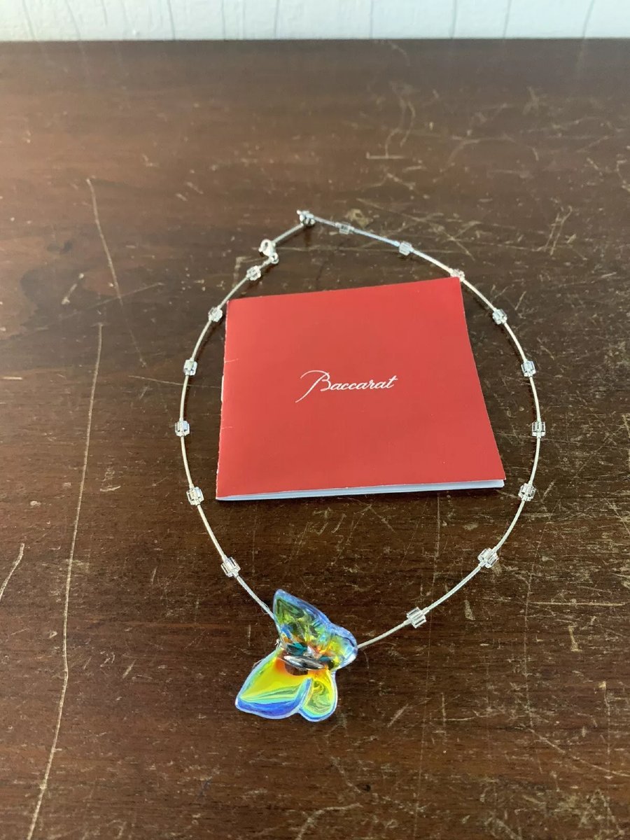 Baccarat Iridescent Crystal Butterfly Choker Necklace-photo-1