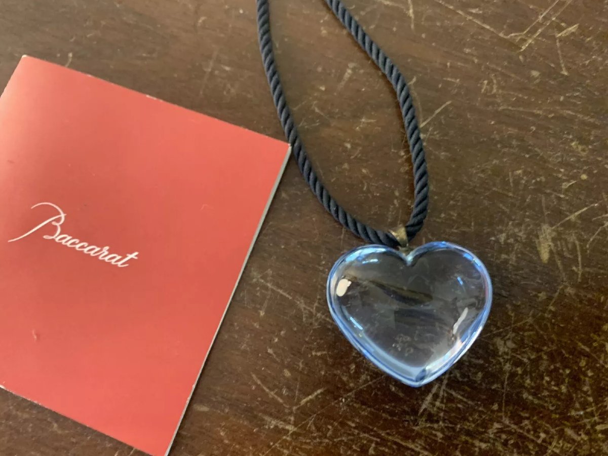 COLLIER COEUR  BLEU CIEL en CRISTAL de BACCARAT-photo-4