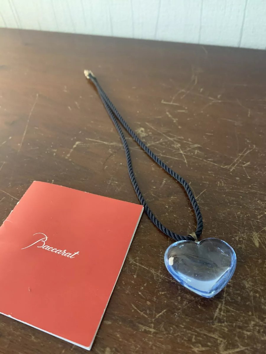 COLLIER COEUR  BLEU CIEL en CRISTAL de BACCARAT-photo-3