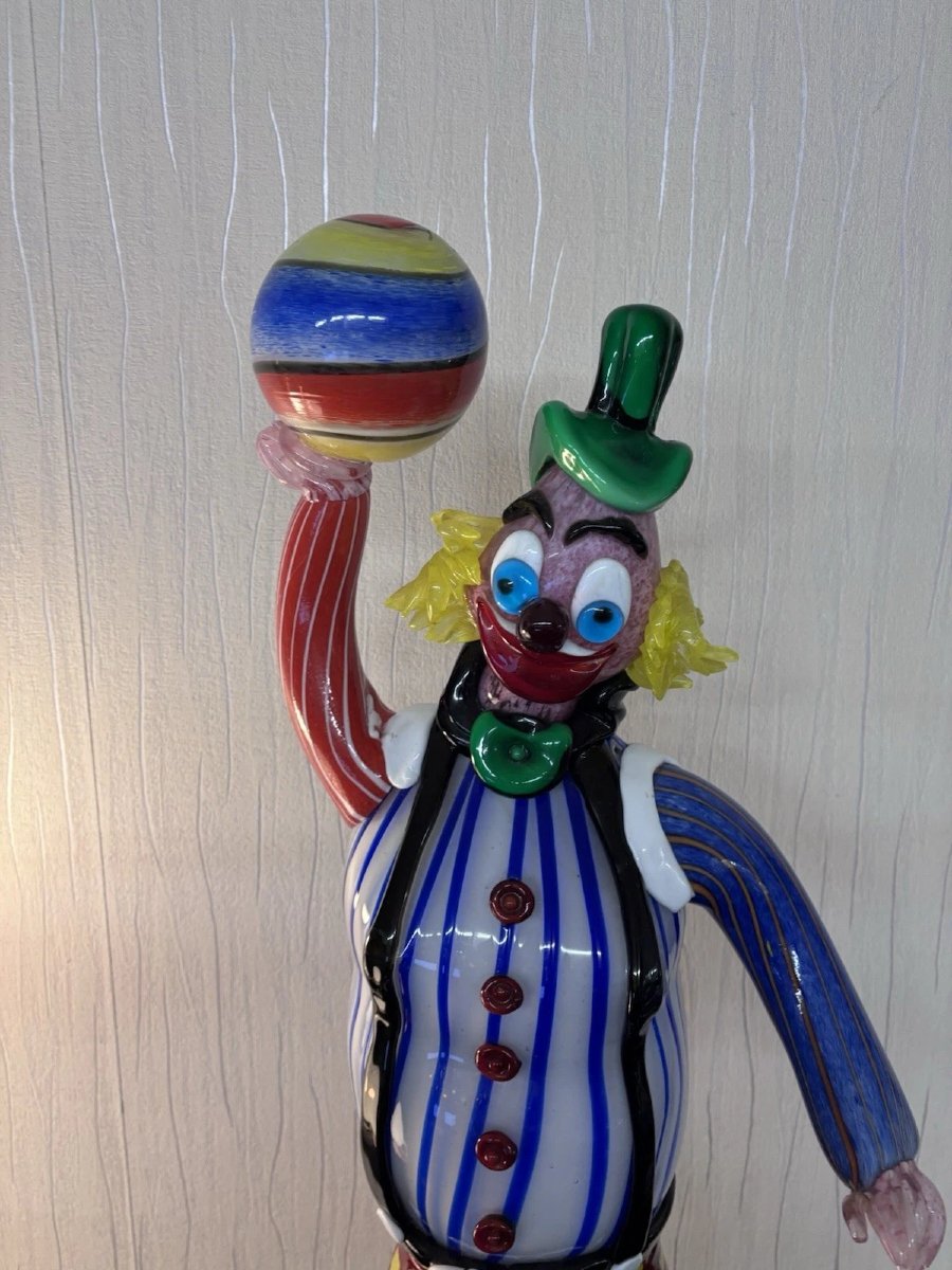 IMPORTANTE SCULPTURE CLOWN MURANO hauteur 85 cm-photo-3