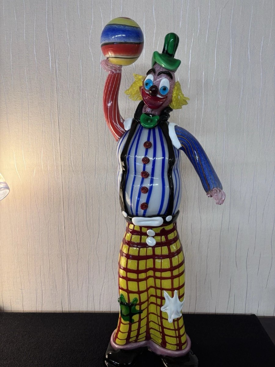 IMPORTANTE SCULPTURE CLOWN MURANO hauteur 85 cm-photo-4