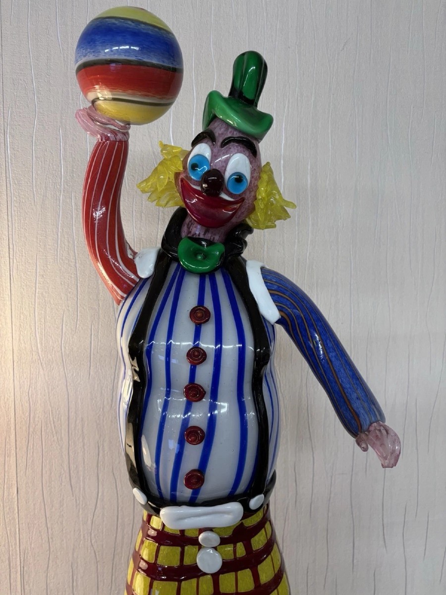 IMPORTANTE SCULPTURE CLOWN MURANO hauteur 85 cm-photo-5