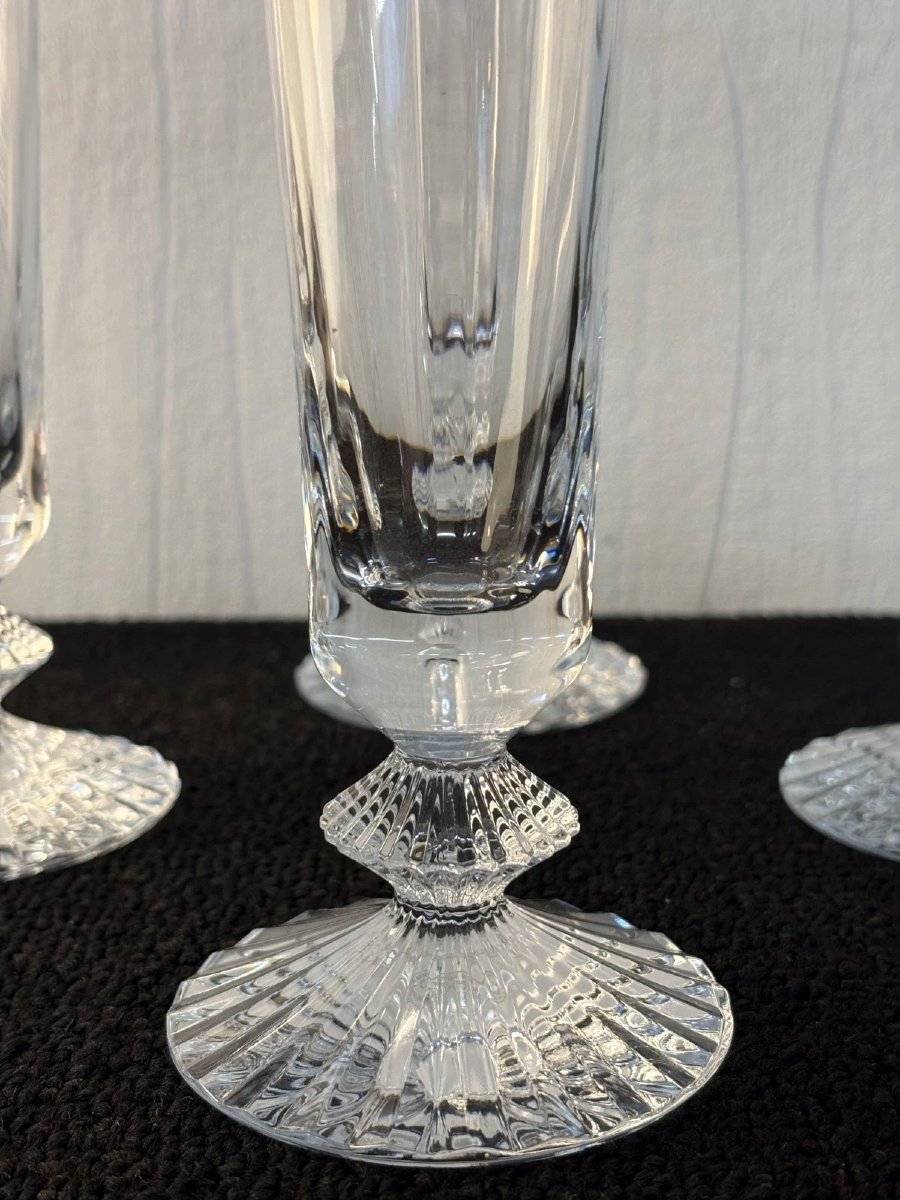 6 Champagne Flutes, Thousand Nights Model, In Baccarat Crystal -photo-3