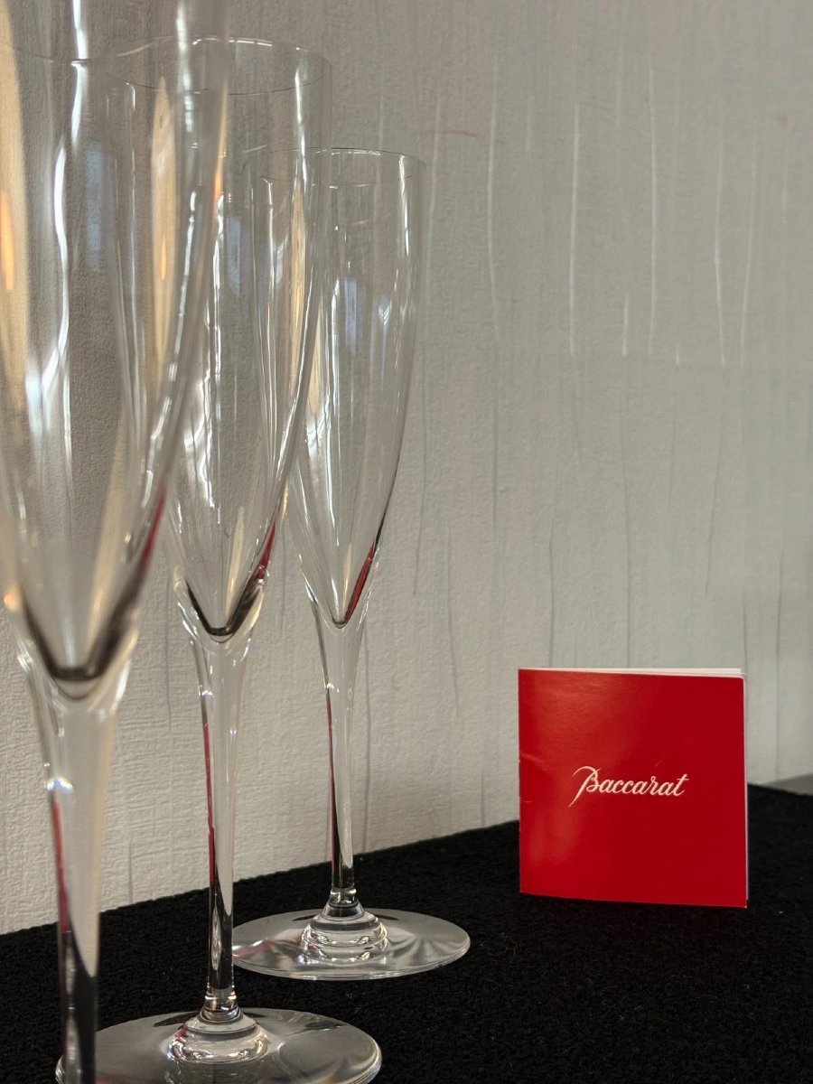6 FLUTES A CHAMPAGNE modèle DOM PERIGNON en CRISTAL DE BACCARAT (prix des 6 Flutes)-photo-3