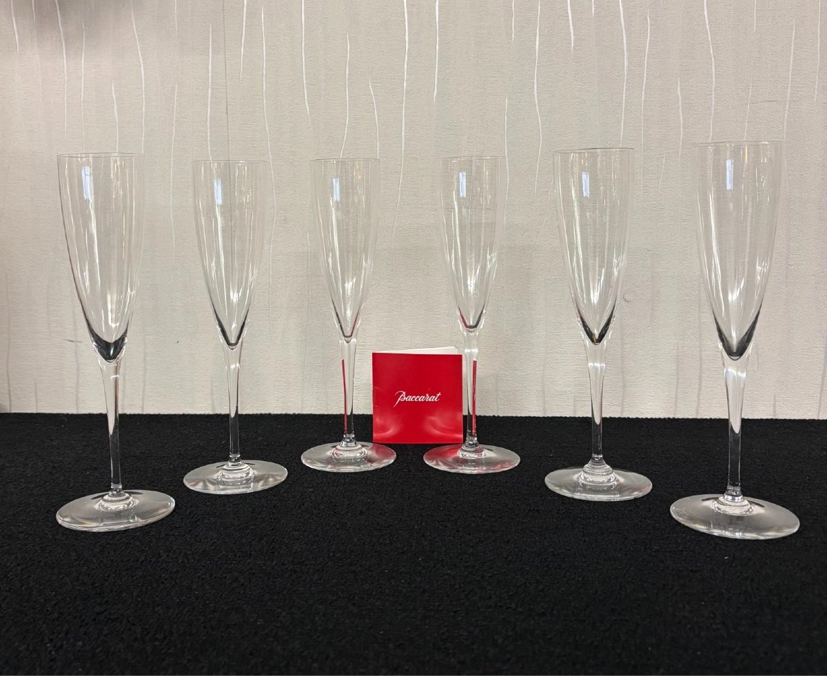 6 FLUTES A CHAMPAGNE  modèle PERFECTION  en CRISTAL DE BACCARAT-photo-4