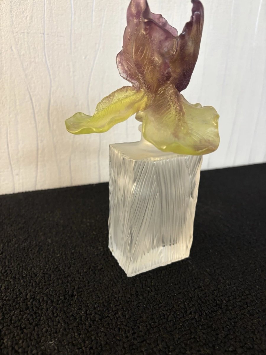 FLACON A PARFUM  quadrangulaire modèle IRIS cristal DAUM France -photo-5