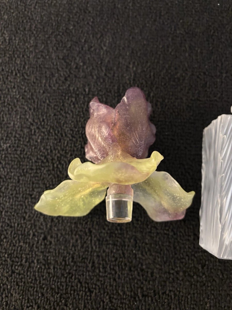 FLACON A PARFUM  quadrangulaire modèle IRIS cristal DAUM France -photo-7