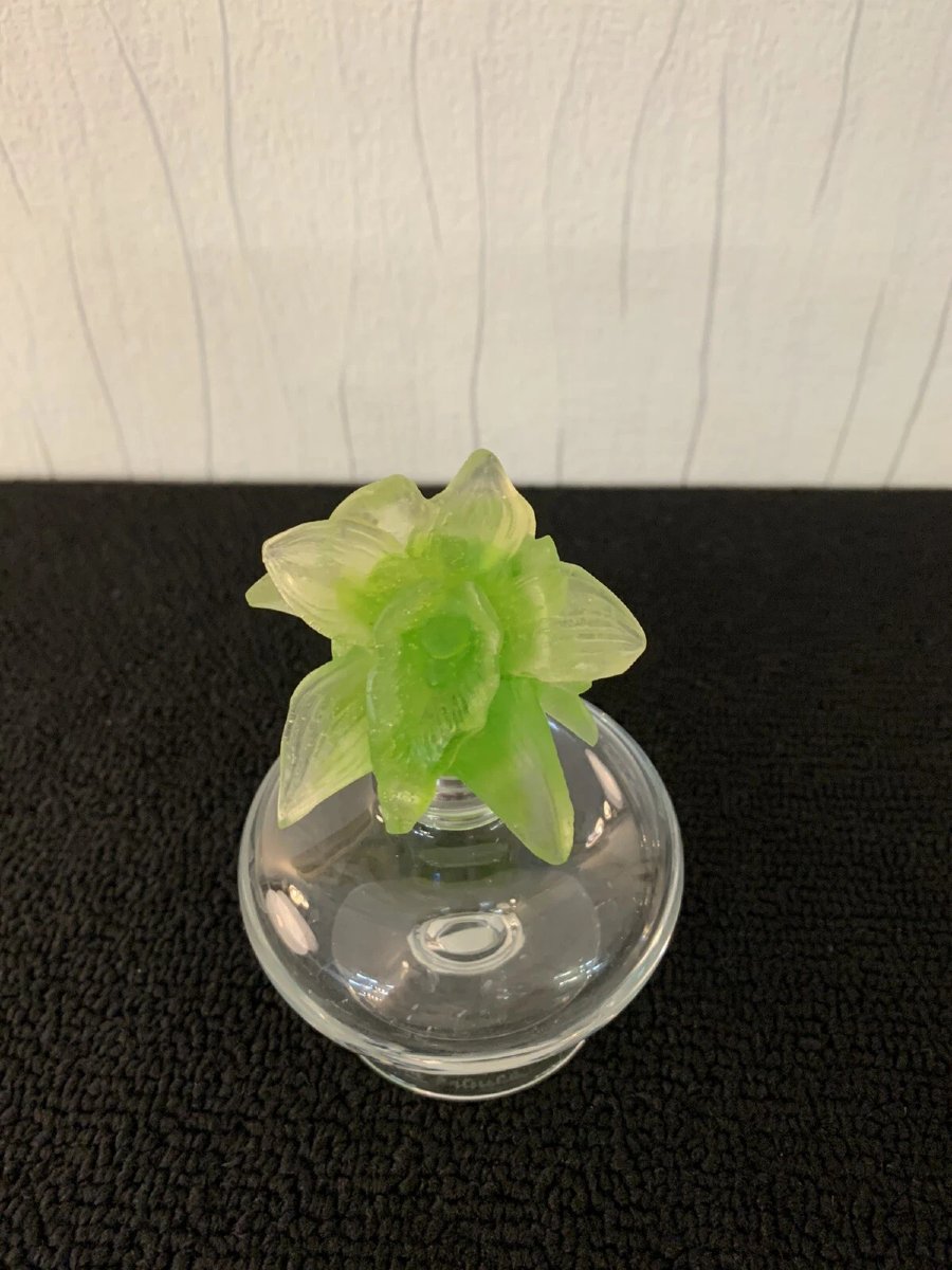 FLACON A PARFUM  fleur verte claire CRISTAL  DAUM FRANCE-photo-3