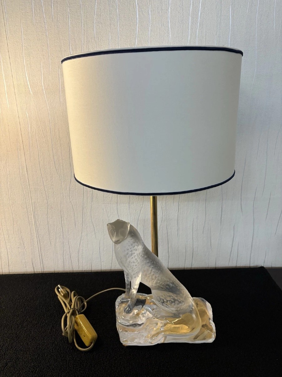 Lampe de table Guépard en cristal Lalique France