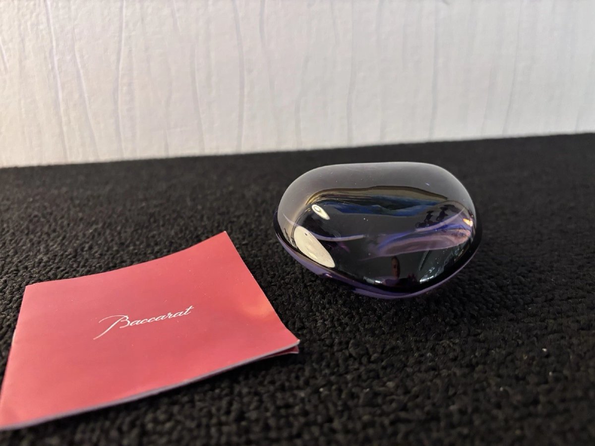 Purple Heart-shaped Paperweight In Baccarat Crystal-photo-3