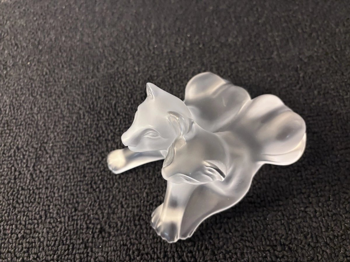 Bamara Model Lion Cubs In Lalique Crystal, France-photo-4