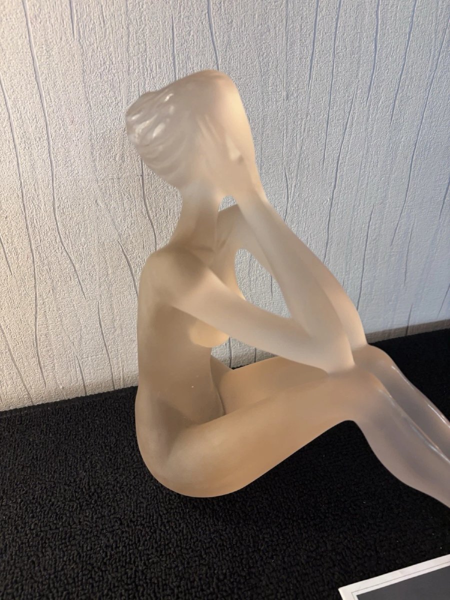 Statue Young Seated Nude Woman Daum France Et Sylvie Mangaud Lasseigne-photo-4