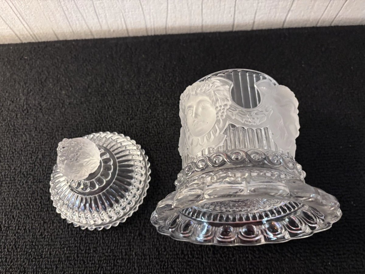 Saint Louis Crystal Cutlery Pot With Ram's Head And Bacchus Head Motif-photo-4
