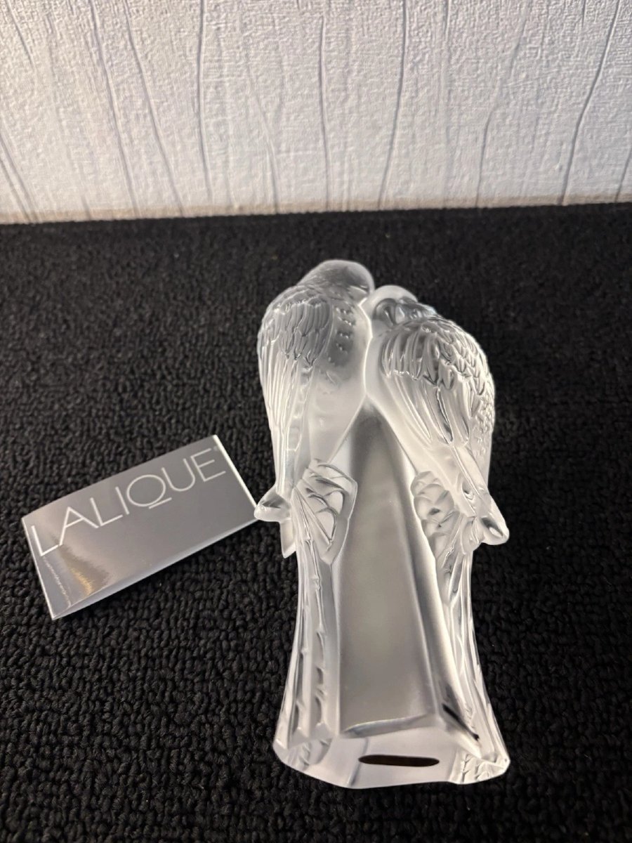 Couple Of Inseparable Parakeets Paperweight Crystal Lalique France-photo-4