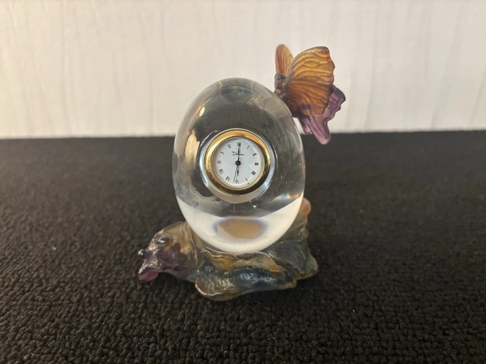 Daum France Crystal Butterfly Clock