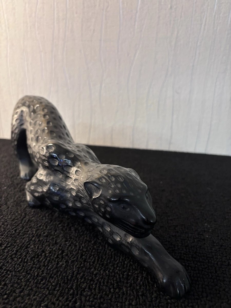 Black Zeila Panther In Lalique Crystal France-photo-2