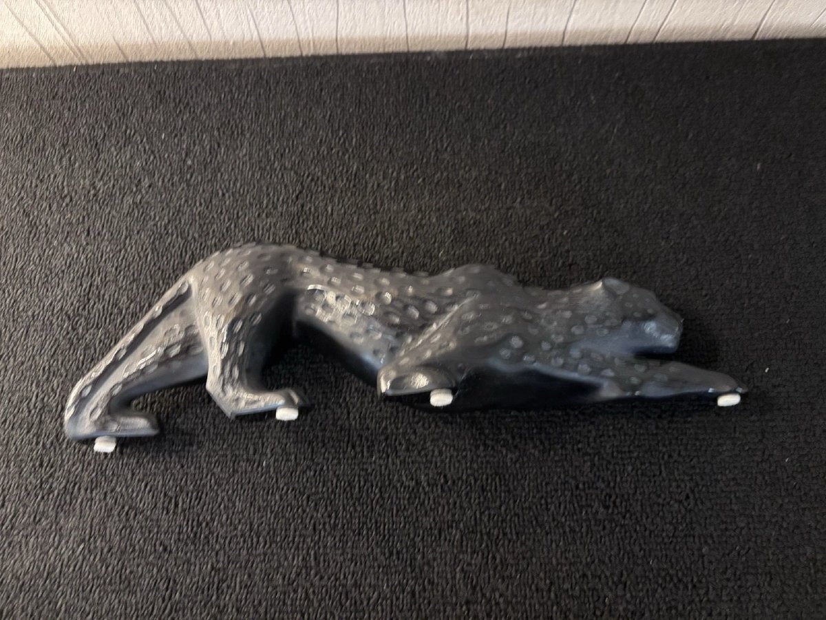 Black Zeila Panther In Lalique Crystal France-photo-3