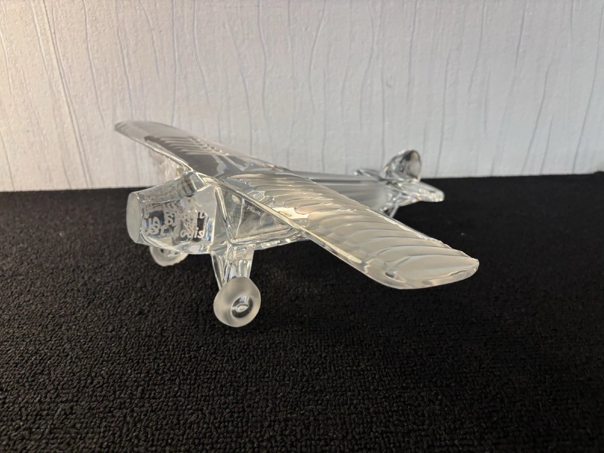 Spirit Of St Louis Crystal Aeroplane Paperweight Daum France-photo-3