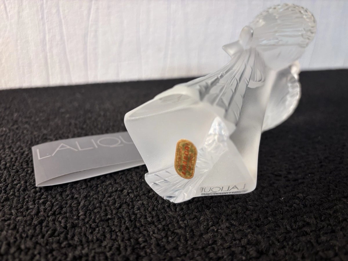 Couple Of Inseparable Parakeets Paperweight Crystal Lalique France-photo-2
