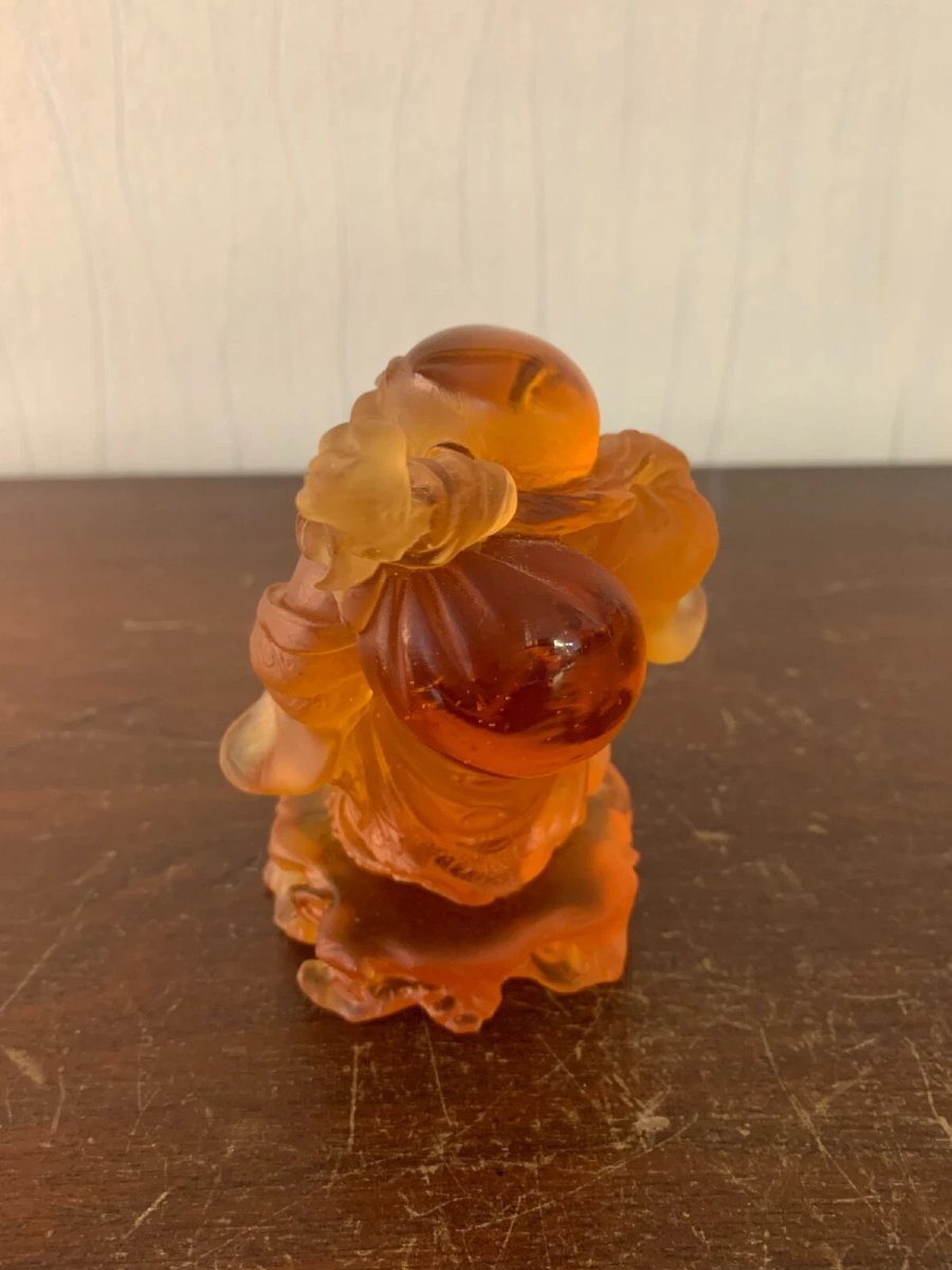 Bouddha ambre en cristal DAUM France-photo-4