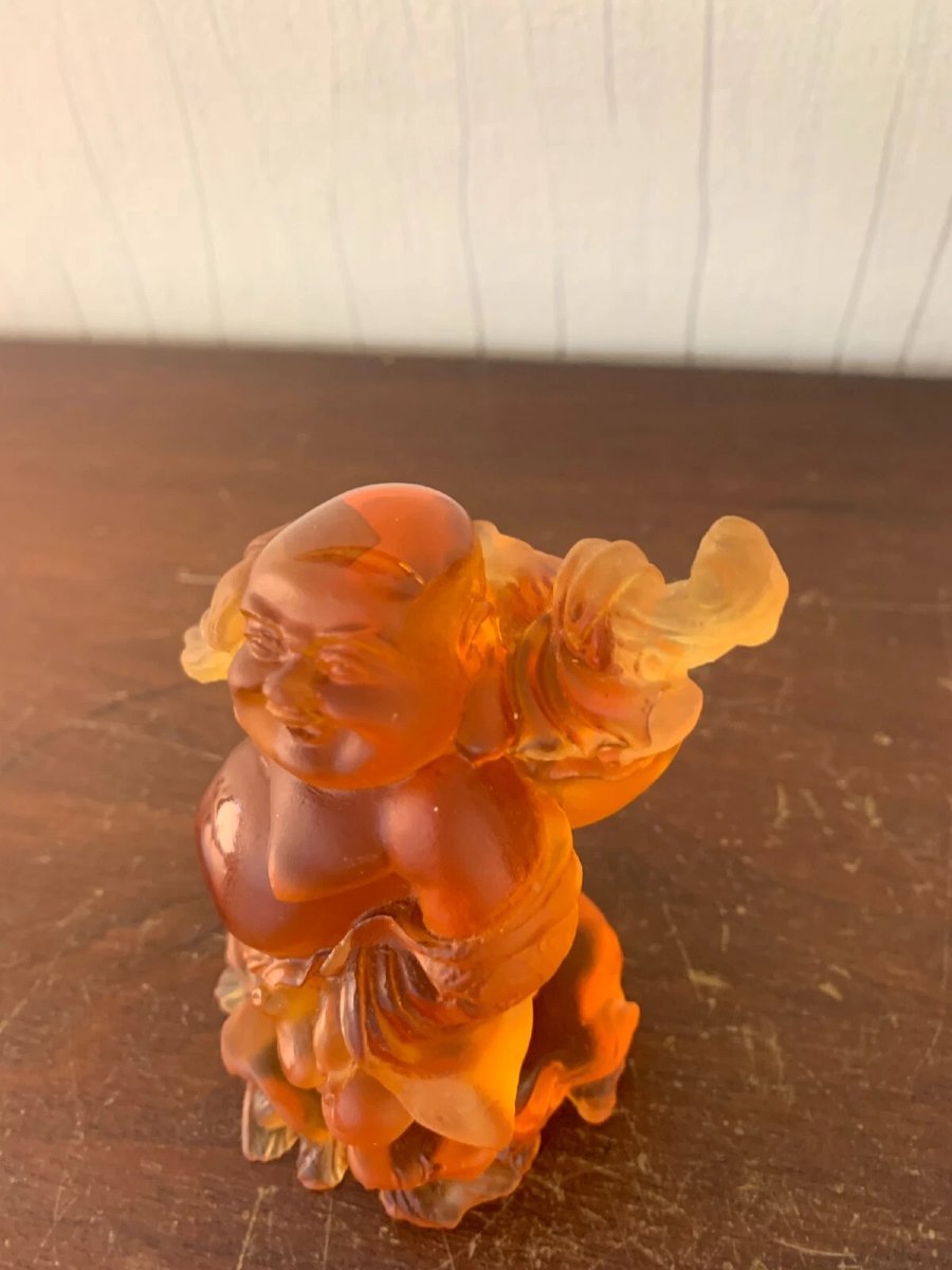 Bouddha ambre en cristal DAUM France-photo-4