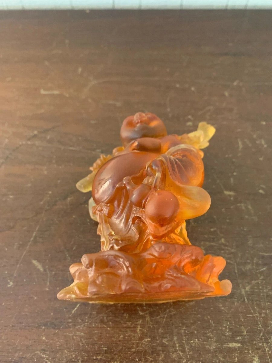 Bouddha ambre en cristal DAUM France-photo-5