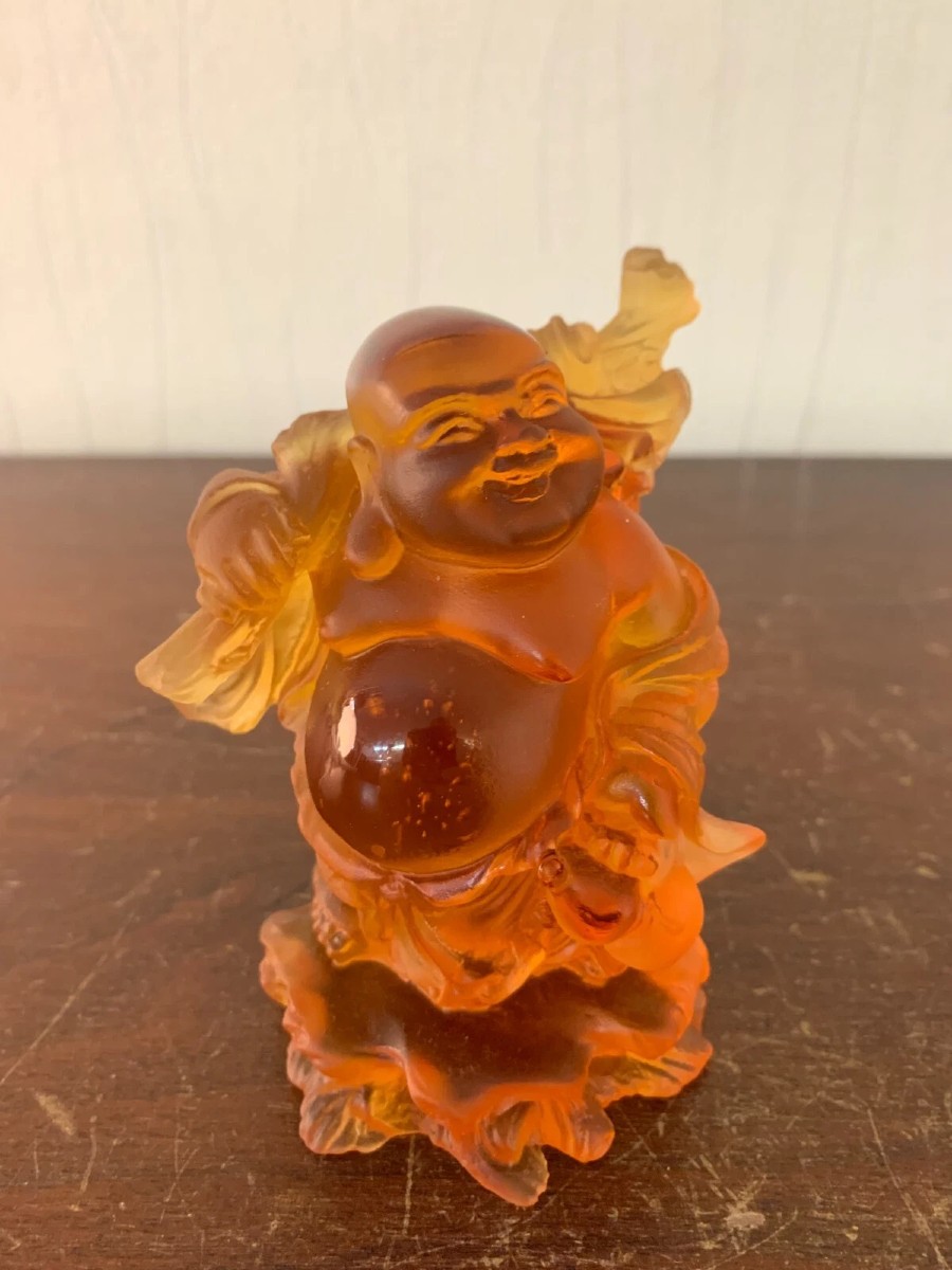 Bouddha ambre en cristal DAUM France