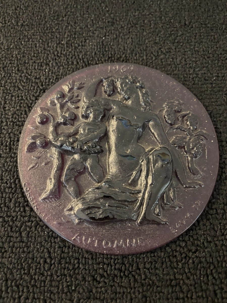 Médaille cristal de Daum et Corbin automne 1969