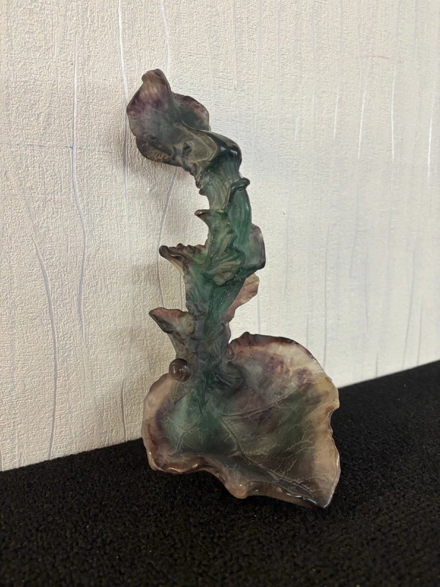 Leaf Sculpture In Daum France Crystal-photo-4