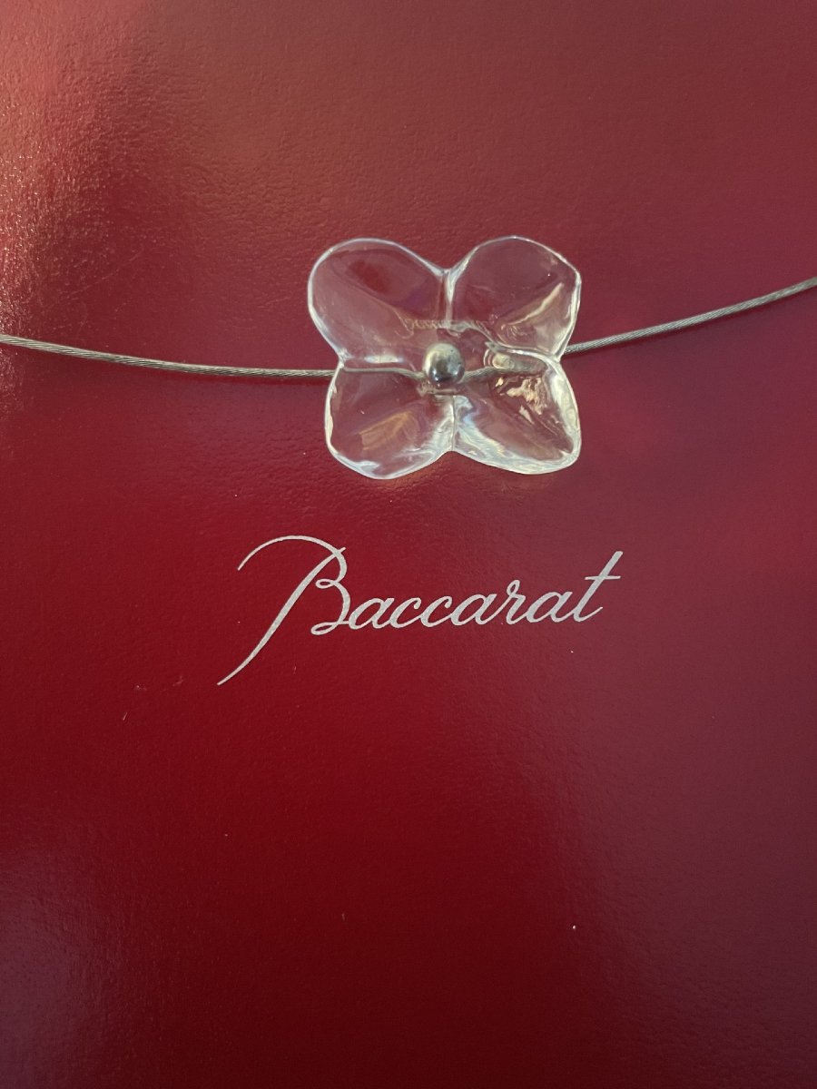 COLLIER EN ARGENT AVEC FLEURS EN CRISTAL DE BACCARAT -photo-1