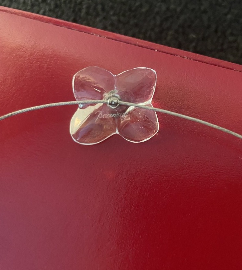 COLLIER EN ARGENT AVEC FLEURS EN CRISTAL DE BACCARAT -photo-2